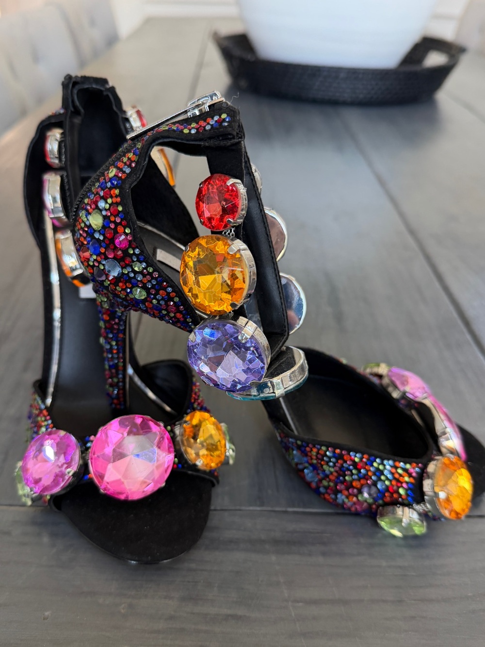 Gianni Bini Oaklynn Rainbow Rhinestone Jewel Heels